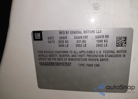 2013 Cadillac Ats Standard z USA, uszkodzony, nr VIN 1G6AG5RX3D0167507